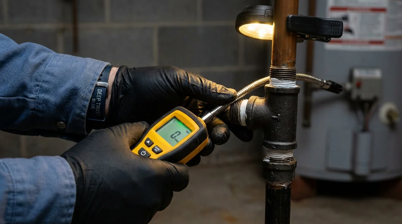 Gas leak detection with electronic sniffer by Johns Plumbing LLC in Kinsley