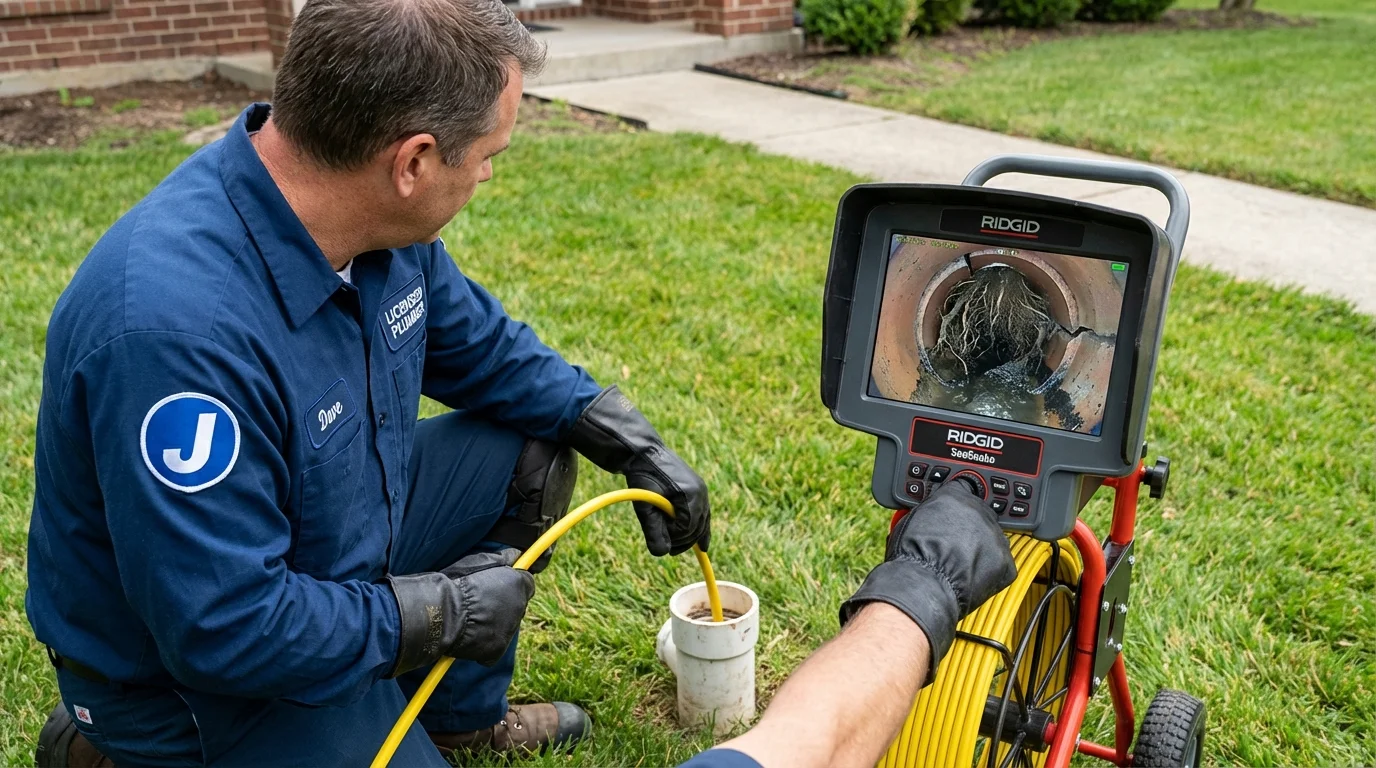 Sewer camera inspection being performed by Johns Plumbing LLC in Kinsley